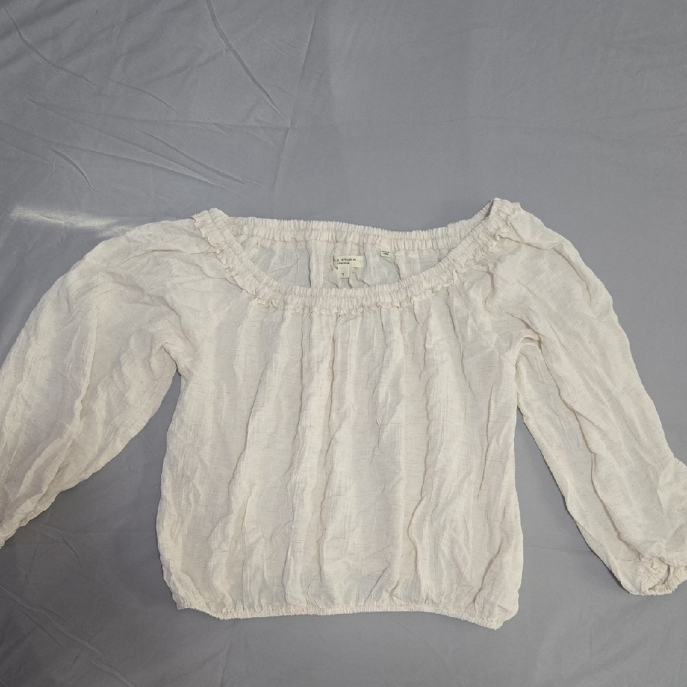 Max Studio Cream Textured Top